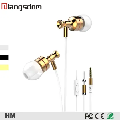 2017 stylish in-ear metal earphone with Mic for mobile phone golden headphone