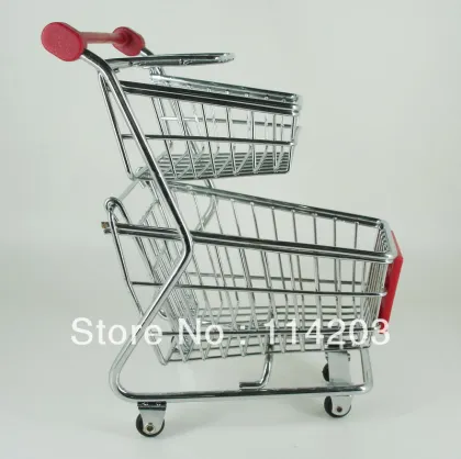 Mini Shopping Cart Two floor Metal Pen Holder