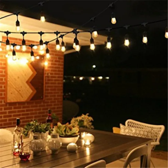 LED Outdoor Commercial String Lights, 48ft with 15 Dropped Sockets, 2W LED S14 LED Bulbs included - Weatherproof Vintage Edison