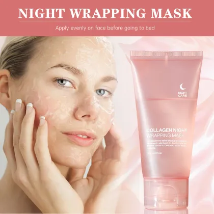 Collagen Night Facial Mask for Moisturizing, Wrinkle Removal, and Skin Whitening