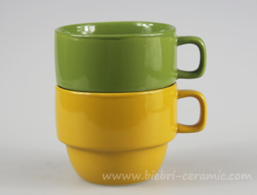 Color Glazed Logo Decal Printable Customized Stackable Ceramic Stoneware Coffee And Tea Mugs And Cups