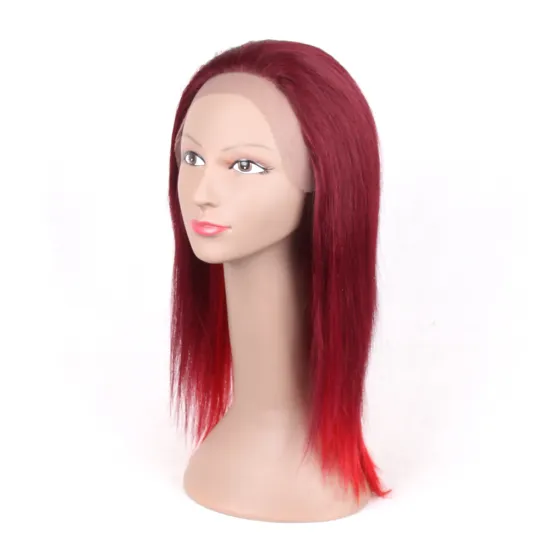 Premium natural remy Brazilian ombre red human hair wigs with highlights for white women