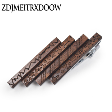 ZDJMEITRXDOOW Tie Clip Classic Style Pin Clasp Bar Wood Male Business Necktie Clip Clasp Metal Men Jewelry Tie Bar