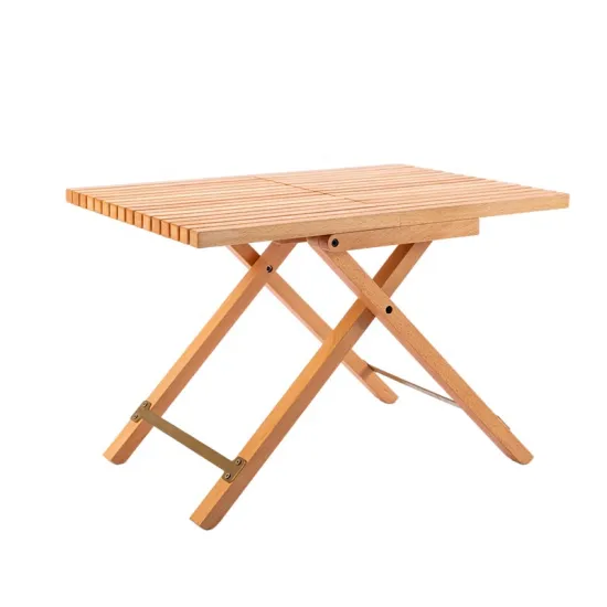 Portable Garden Wood Folding Camping Picnic Table - Beech Wood Color with Carry Bag