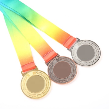 Customized Metal Medals with Ribbons: Gold, Silver, Bronze, and Blank for Sports Events and Trophies