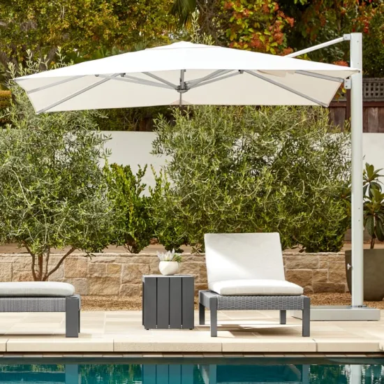 Waterproof Parasol with Marble Base for Beach Garden Poolside Patio
