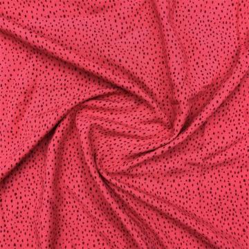 Warm Red Flower Viscose Crinkle Printed Fabric