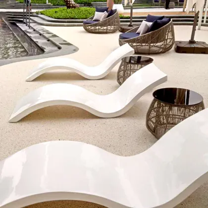 Outdoor Fiberglass Pool Lounger Garden Chaise