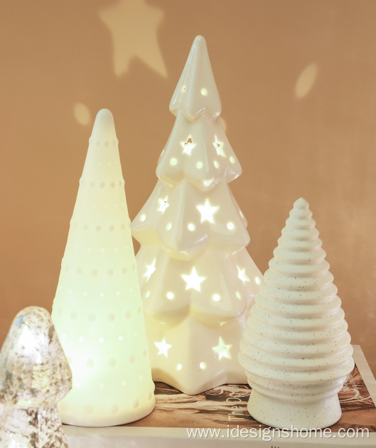 Porcelain Christmas Tree Tabletop Decor with LED Lights