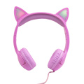 headphone anak-anak bercahaya LED telinga kucing