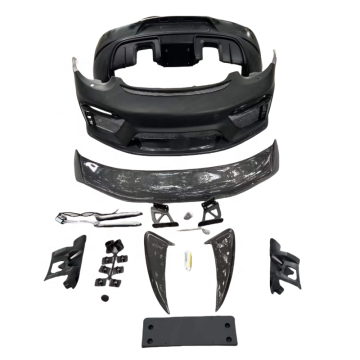 Porsche in fibra semi-carbonio in stile GT Porsche 987.2 Kit corpo: luci del paraurti anteriore, sfiato di scarico del paraurti posteriore e accessori per cappa