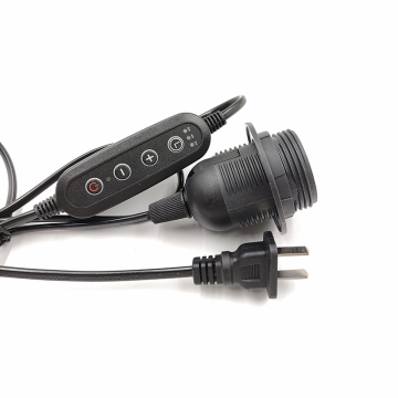 Himalayan Wire Plug E27 E14 Lamp Holder Dimmer Switch - Custom Power Cord & Plug (Black/US 2-Pin Flat)
