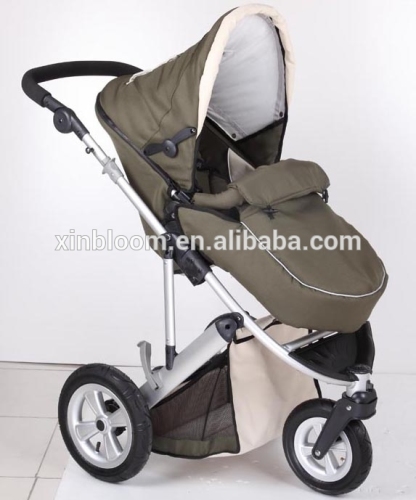 brown multi-functional baby 3 wheels jogger stroller infant pram with 5 point safety belt& 5 position reviseable seat