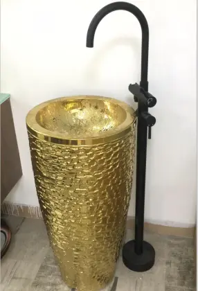 Rose Gold One Piece Free Standing Purple Gold Bathroom Basin