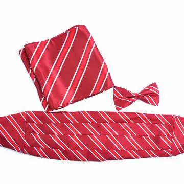 Cummerbund/Pre-tie Bowtie/Printed Long Scarf, Made of 100% Silk