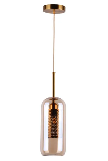 Modern Amber Color Glass With metal Pendant Lamp