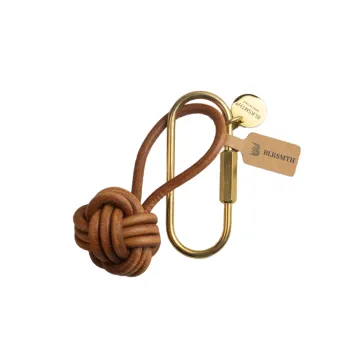 Luxury Custom Logo Leather Keychain with Vintage Brass Car Clip