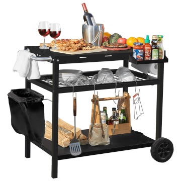 3 Shelf Multi Function Grill Cart with Storage & Work Surface