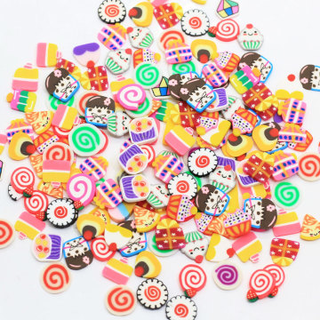 10 MM Colorato Cartone Animato Caramelle Dessert Fette Fette di Argilla Polimerica Fango Argilla Slime Riempimento Per Fai Da Te Re-ment Decorazione Della Torta