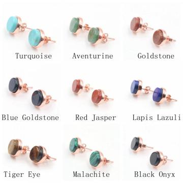 10 pairs of natural gem ball stud tiger eye turquoise black onyx agate crystal earrings jewelry suitable for women and girls