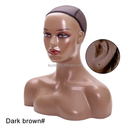 Pvc Female Mannequin Head With Shoulders For Wig Display African American Mannequin Head And Bust