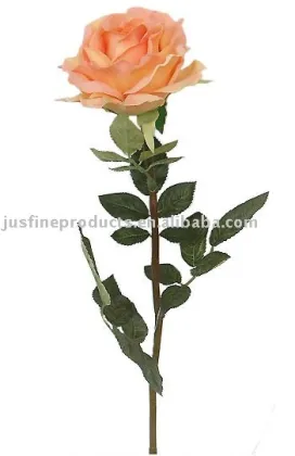 27"H Artificial Rose, Peach Silk Rose, Real Touch, High Quality
