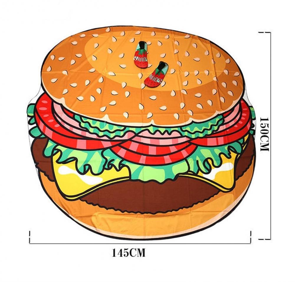 Custom Printed Hamburger Sand Free Beach Towel