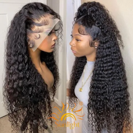 Sunlight Virgin Brazilian Hair Supplier Queen Braided Beautiful Curly Wig 13x6 Deep Wave Frontal Wig Black Women
