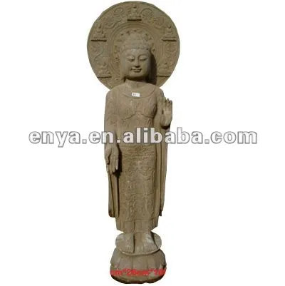 Stone Life Size Standing Buddha Sculpture, religious statue