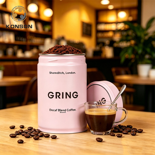 Konson OEM hermético redondo latas de café latas de metal de qualidade alimentar para café em pó e embalagens de café gelado