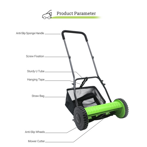 green grass cutting manual hand push lawn mower