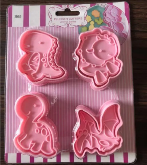 6pcs DIY 3D Plastic Animal Cartoon Dinosaur Cookie Cutters