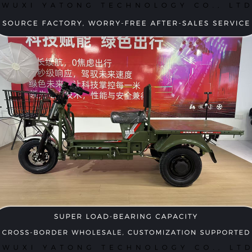 Triciclo eléctrico de carga resistente de color verde militar
