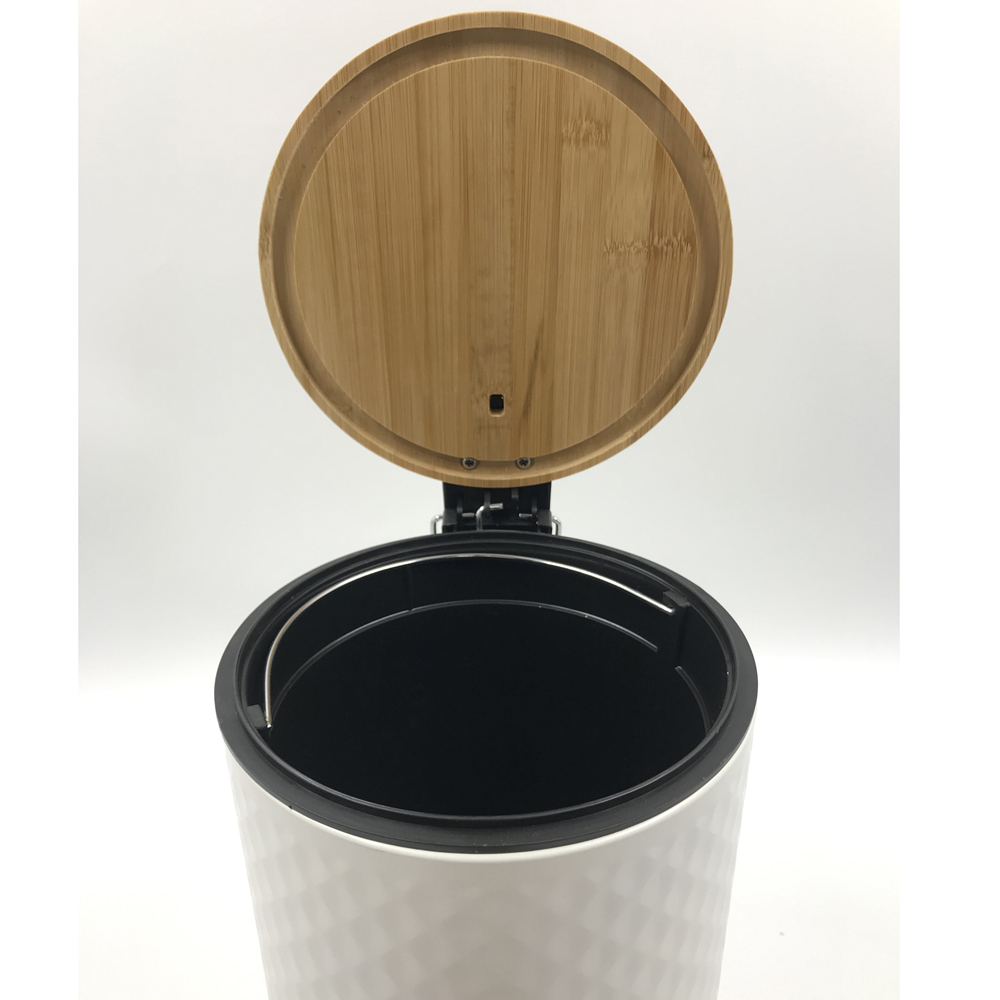 Bamboo Lid Pedal Trash Can