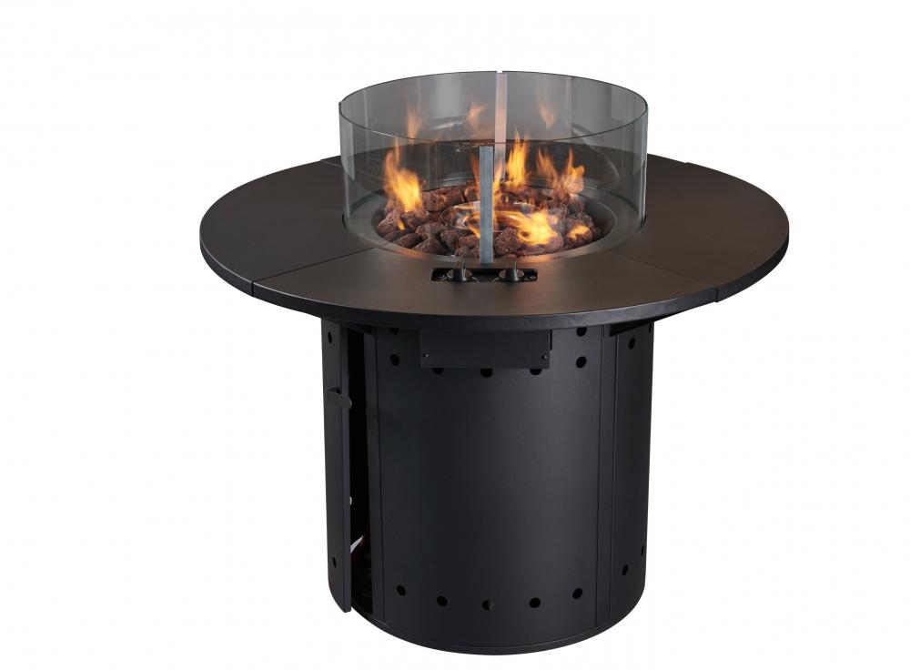 Modern Black Gas Firepit Round