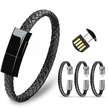 Custom Micro USB Charging Line 8 Pin Wrist Leather Bracelet Cable