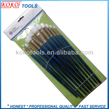 12pcs professional color handle flat top nylon artist brush set
