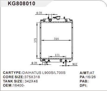 car radiator car for DAIHATUS L900S/L700S OEM:16400-