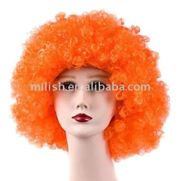 FBW-0075 Football Sports fans cheering Oranje team orange afro Wig