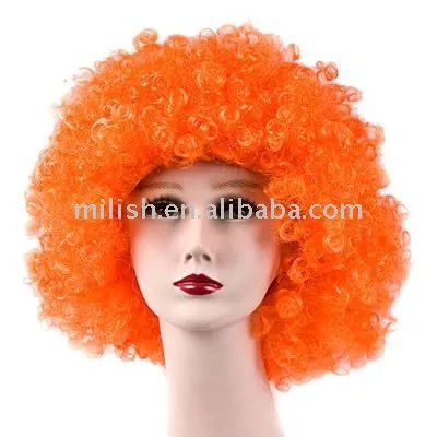 FBW-0075 Football Sports fans cheering Oranje team orange afro Wig