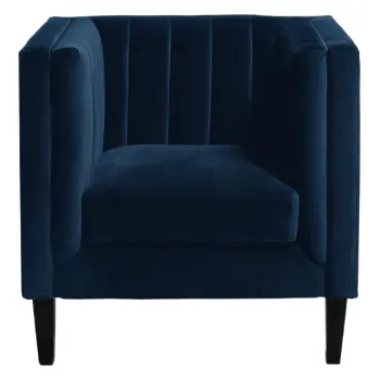 High-Quality Wooden Legged Navy Blue Velvet Armchairs and Couch Sofa for Wedding Events
