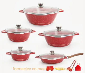 16 Pieces Casserole Cookware Set Aluminum Granite Set Stewpot Fry Pan Casserole