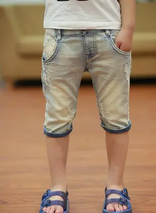 2021 Summer Children's Clothes Boys Shorts Casual Blue Color Baby Boy Jean Shorts For Boys Big Kids Thin Denim Shorts