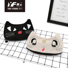 Custom cat shape cute style canvas pencil case