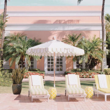 Modern Wooden Pole Canvas Waterproof Patio Pool Umbrella with Tassels