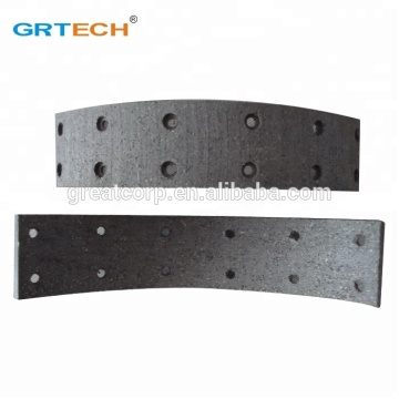 Drilled car brake shoe lining