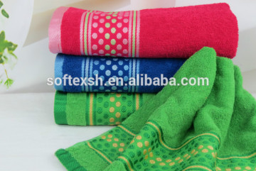 14s/1 half twist cotton high quality and good color fastness face towel with jacquard border