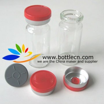 10ml sterile clear vial gray rubber stopper red smooth 20mm flip top cap crimper