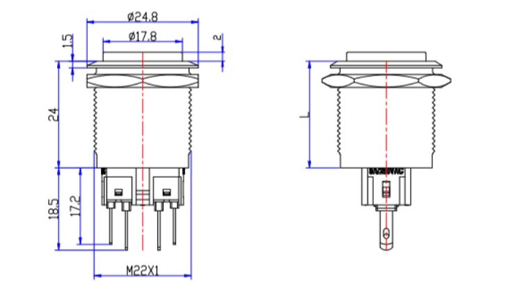 22mm Metal Push Button Switch(9)