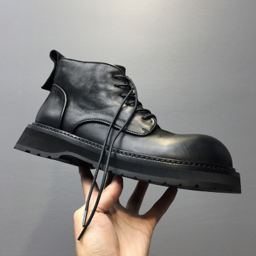 Kemayanni Classic Black Leather Lace-up Boots - Lightweight Chelsea Style for Men and Women